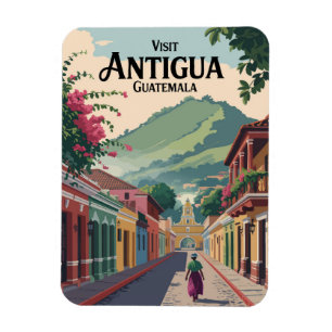 Guatemala Antigua Illustration Travel Art Vintage Magnet