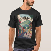 Guatemala Antigua Illustration Travel Art Vintage