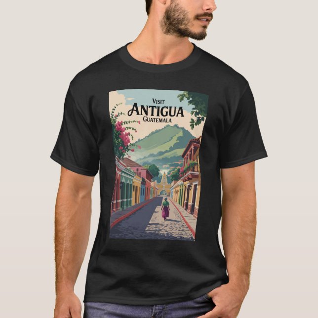 Guatemala Antigua Illustration Travel Art Vintage T-Shirt (Front)
