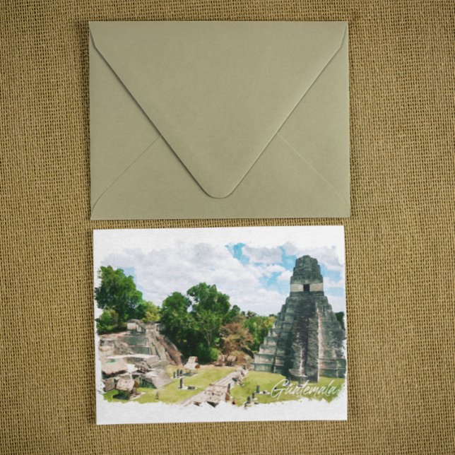 Guatemala Aztec Temple Travel Postcard (guatemala panorama  view postcard)