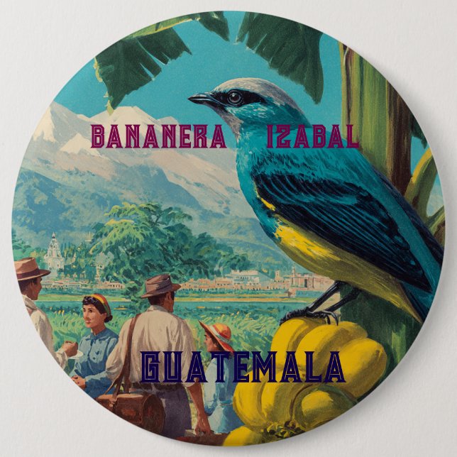 GUATEMALA, BANANERA IZABAL Retro poster 6 Cm Round Badge (Front)