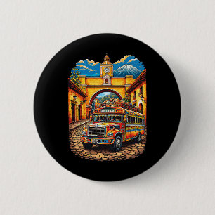 Guatemala Chicken Bus Antigua Chapin Quetzal Guate 6 Cm Round Badge