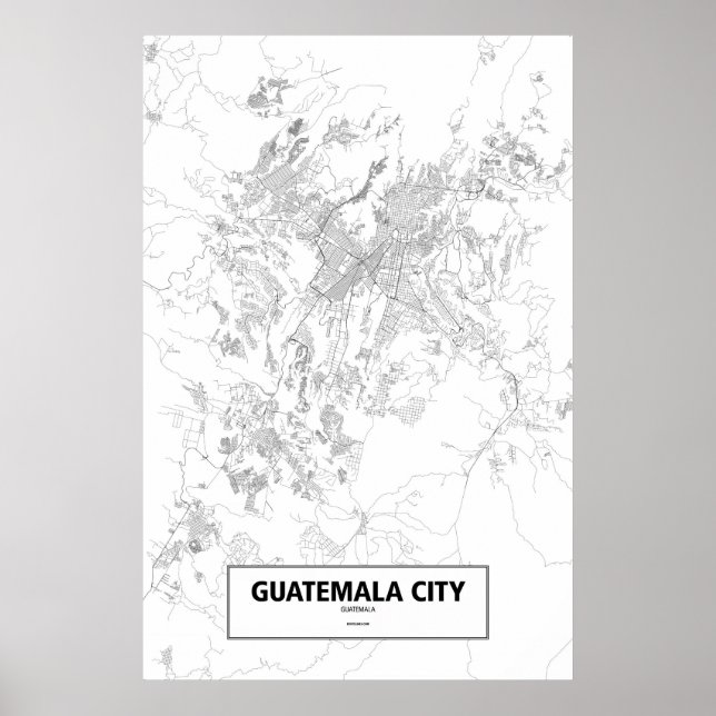 Guatemala City, Guatemala (black on white) Poster (Front)