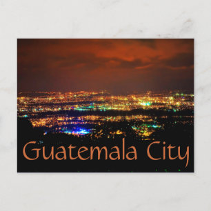 Guatemala City, Guatemala, C.A. at night. Postcard