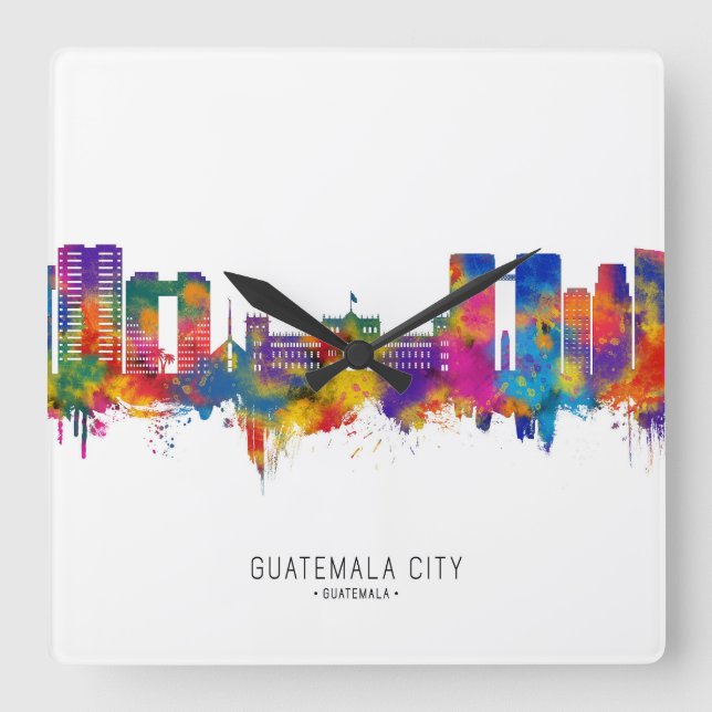 Guatemala City Guatemala Skyline Square Wall Clock (Front)