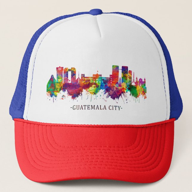Guatemala City Guatemala Skyline Trucker Hat (Front)