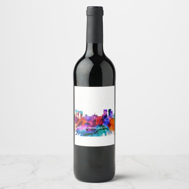 Guatemala City Skyline Wine Label (Front)