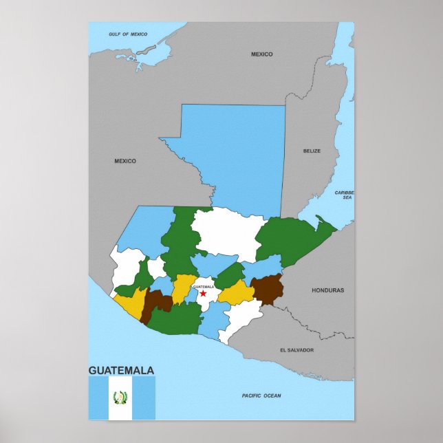 guatemala country political map flag poster (Front)