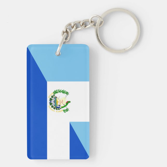 guatemala el salvador half flag country symbol key ring (Back)