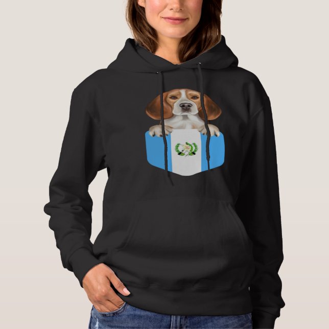 Guatemala Flag Beagle Dog In Pocket Hoodie (Front)