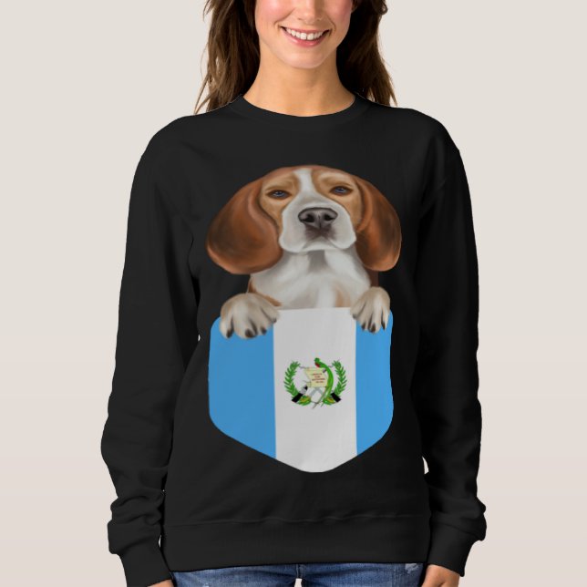 Guatemala Flag Beagle Dog In Pocket Sweatshirt (Front)
