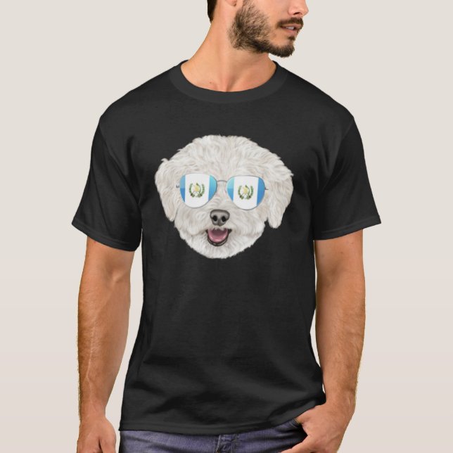 Guatemala Flag Bichons Frise Dog Guatemala Pocket T-Shirt (Front)