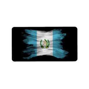 Guatemala flag brush stroke, national flag label