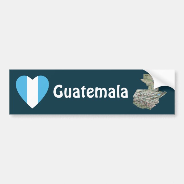 Guatemala Flag Heart + Map Bumper Sticker (Front)