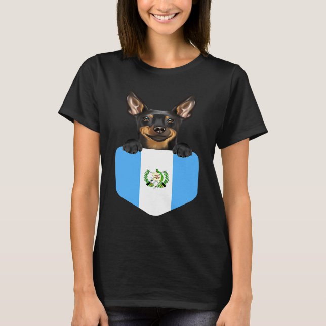 Guatemala Flag Miniature Pinscher Dog In Pocket T-Shirt (Front)