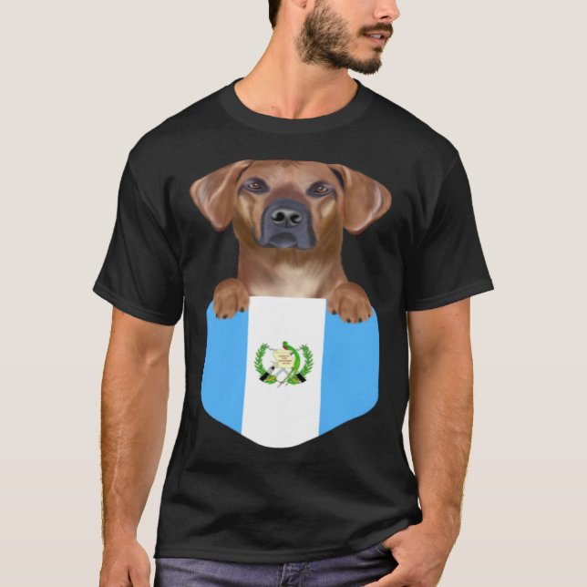 Guatemala Flag Rhodesian Ridgeback Dog In Pocket T-Shirt (Front)