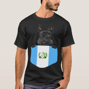 Guatemala Flag Scottish Terrier Dog In Pocket T-Shirt