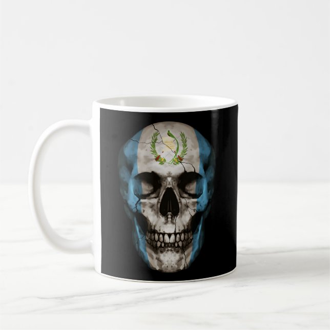 Guatemala Flag Skull Guatemalan Roots Proud Patrio Coffee Mug (Left)