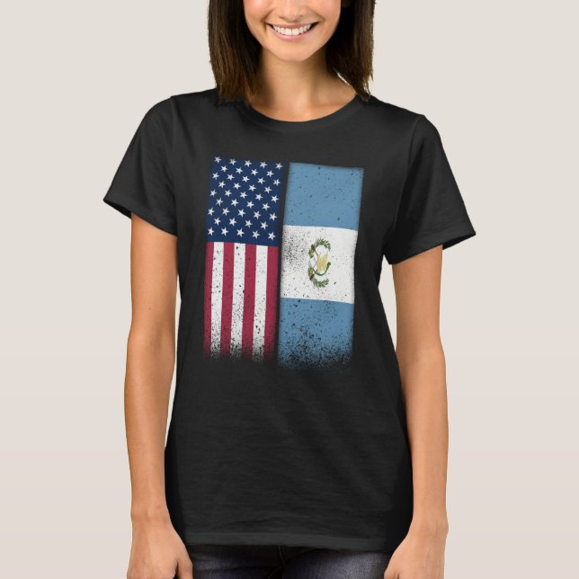 Guatemala Guatemalan American Flags Proud USA T-Shirt (Front)