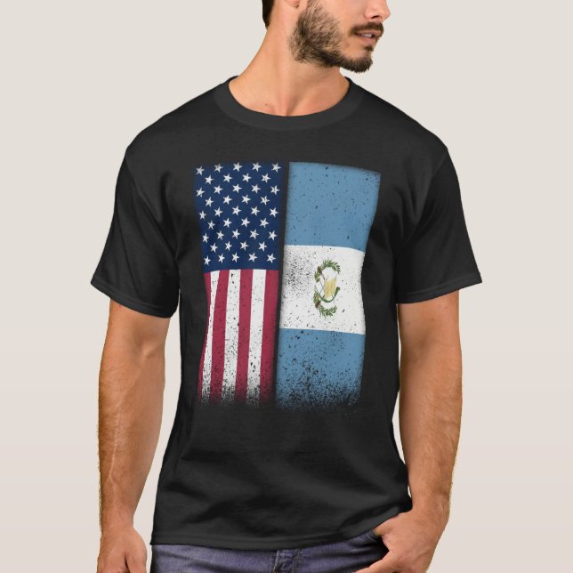 Guatemala Guatemalan American Flags Proud USA T-Shirt (Front)