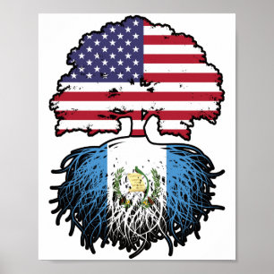 Guatemala Guatemalan American USA Tree Roots Flag Poster