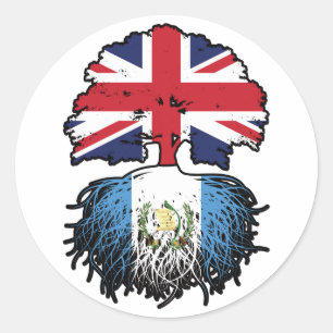 Guatemala Guatemalan British UK Tree Roots Flag Classic Round Sticker
