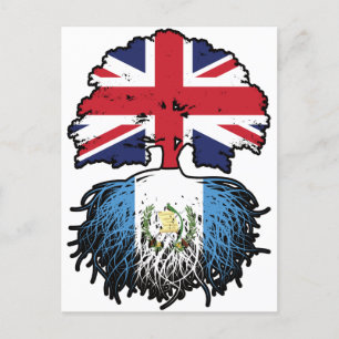 Guatemala Guatemalan British UK Tree Roots Flag Postcard