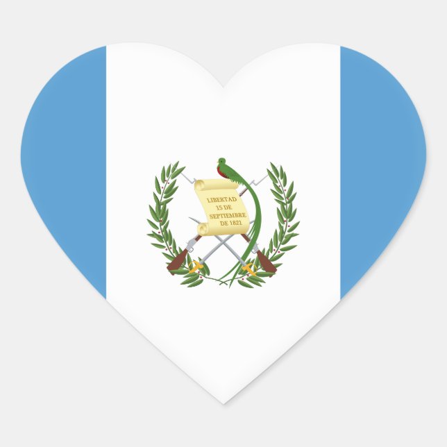 Guatemala (Guatemalan) Flag Heart Sticker (Front)