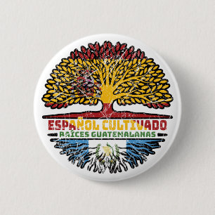 Guatemala Guatemalan Spain Spanish Tree Roots Flag 6 Cm Round Badge