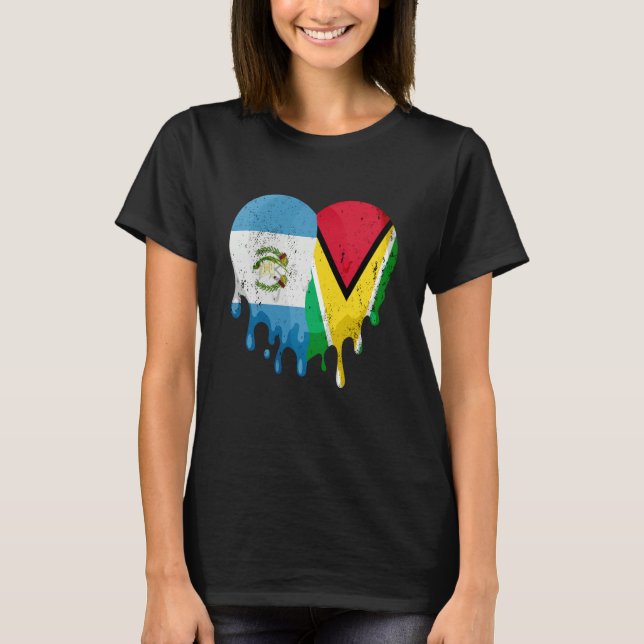 Guatemala Guayana Flag Heart Citizen Grown Patriot T-Shirt (Front)