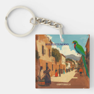 GUATEMALA, HUEHUETENANGO Retro poster Key Ring