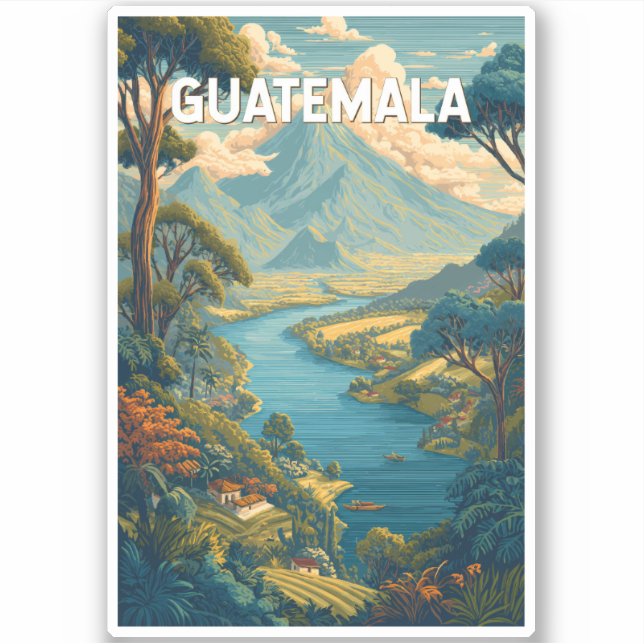 Guatemala Illustration Travel Art Vintage (Front)