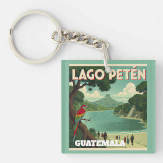 GUATEMALA LAGO PETEN Retro poster Key Ring