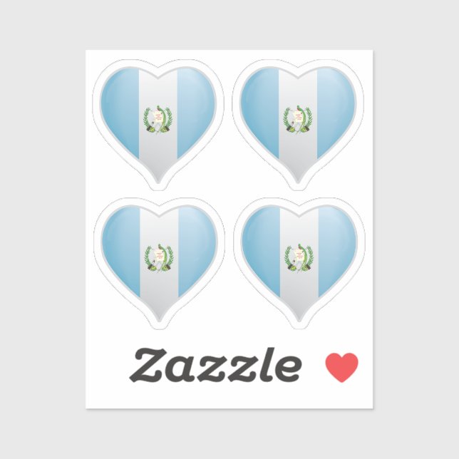 Guatemala love flag pride heart sticker (Sheet)