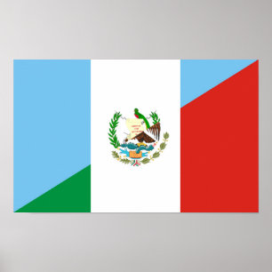 guatemala mexico half flag symbol poster