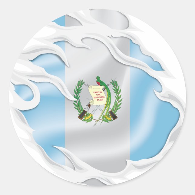 Guatemala Ripped Flag Classic Round Sticker (Front)