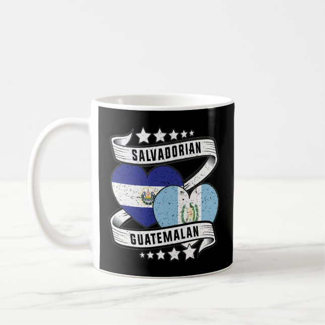Guatemala Salvador Flag Half Salvadorian Half Guat Coffee Mug (Left)