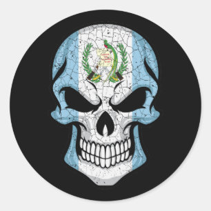Guatemala Smiling Skull Flag Classic Round Sticker