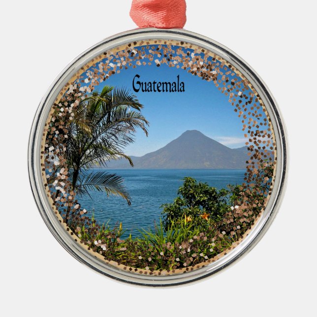 Guatemala, sparkle and glitter metal ornament (Front)