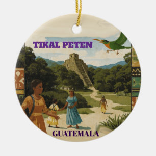 GUATEMALA TIKAL PETEN Retro poster Ceramic Ornament