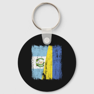 Guatemala Ukraine Half Flag Guatemalan Ukrainian H Key Ring