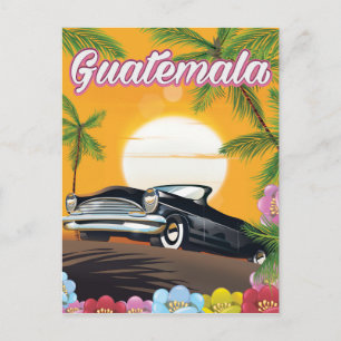 Guatemala Vintage car travel poster Postcard