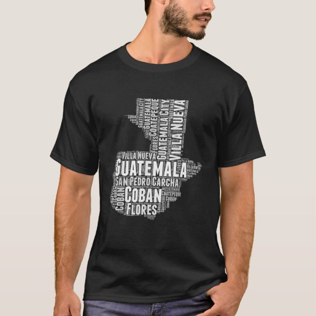 Guatemala Word Cloud Art Country Map Men Women T-Shirt (Front)