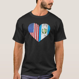 Guatemalan American Flag Usa Guatemala Heart T-Shirt