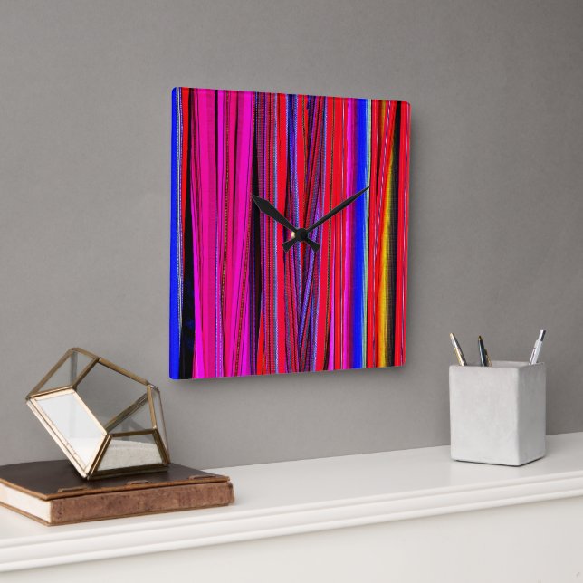 Guatemalan fabrics: treasure of Chichicastenango Square Wall Clock (Office)