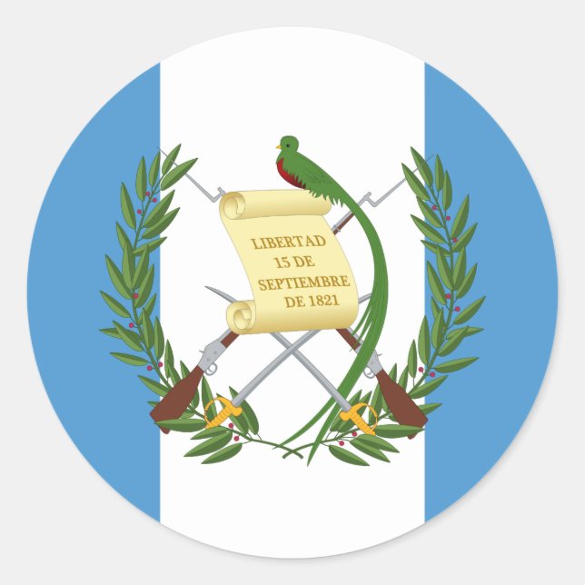 Guatemalan Flag & Coat of Arms, Flag of Guatemala Classic Round Sticker (Front)