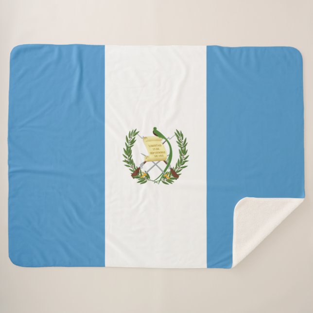 Guatemalan Flag Sherpa Blanket (Front (Horizontal))