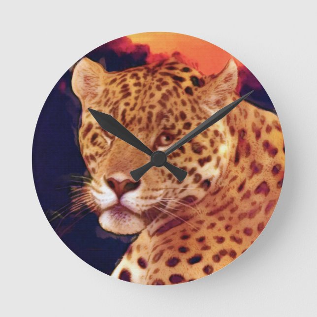 Guatemalan Jaguar Wildlife Wall Clock (Front)