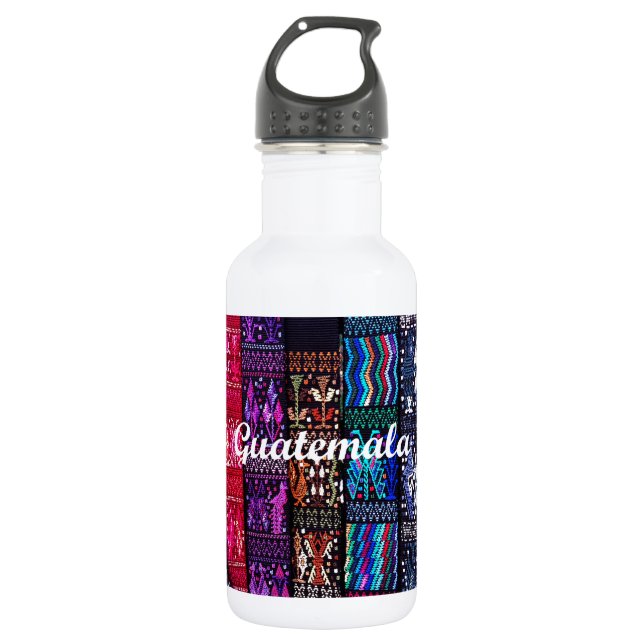 Guatemalan textile designs. 532 ml water bottle (Front)