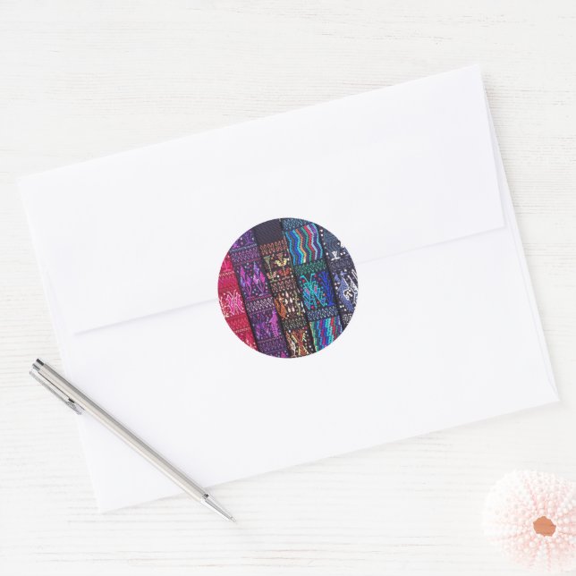 Guatemalan textile designs classic round sticker (Envelope)